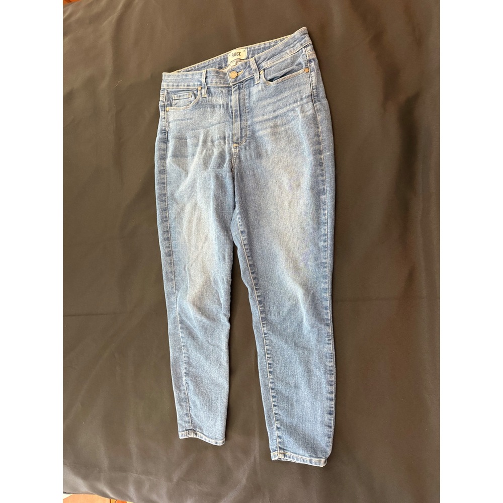 Paige Hoxton Crop High Rise Skinny Jeans Light Wash Blue Denim Size 30